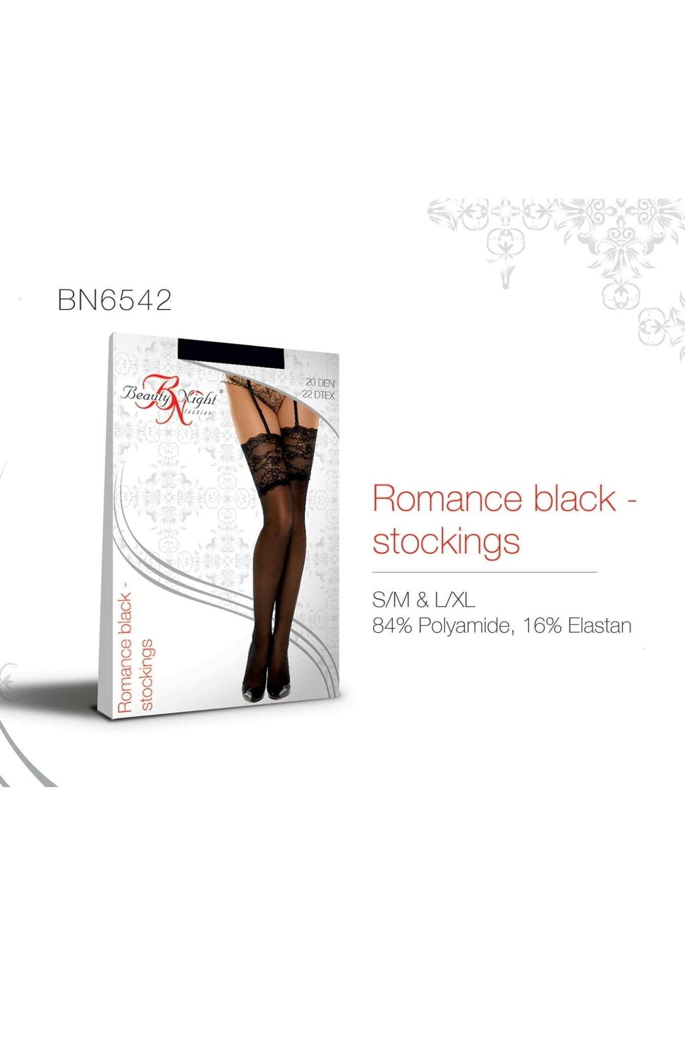 Beauty Night BN6542 Romance Stockings Black - The Rabbit Hole Life