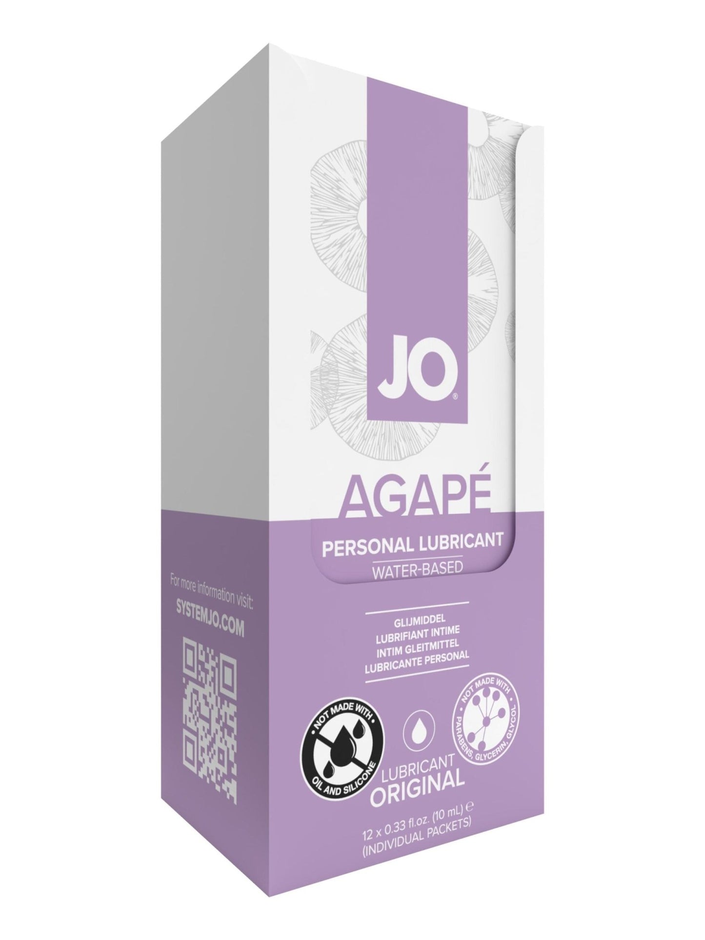 JO Agape Lubricant Foil Display Box 12 x 10mL - Lubes - The Rabbit Hole Life