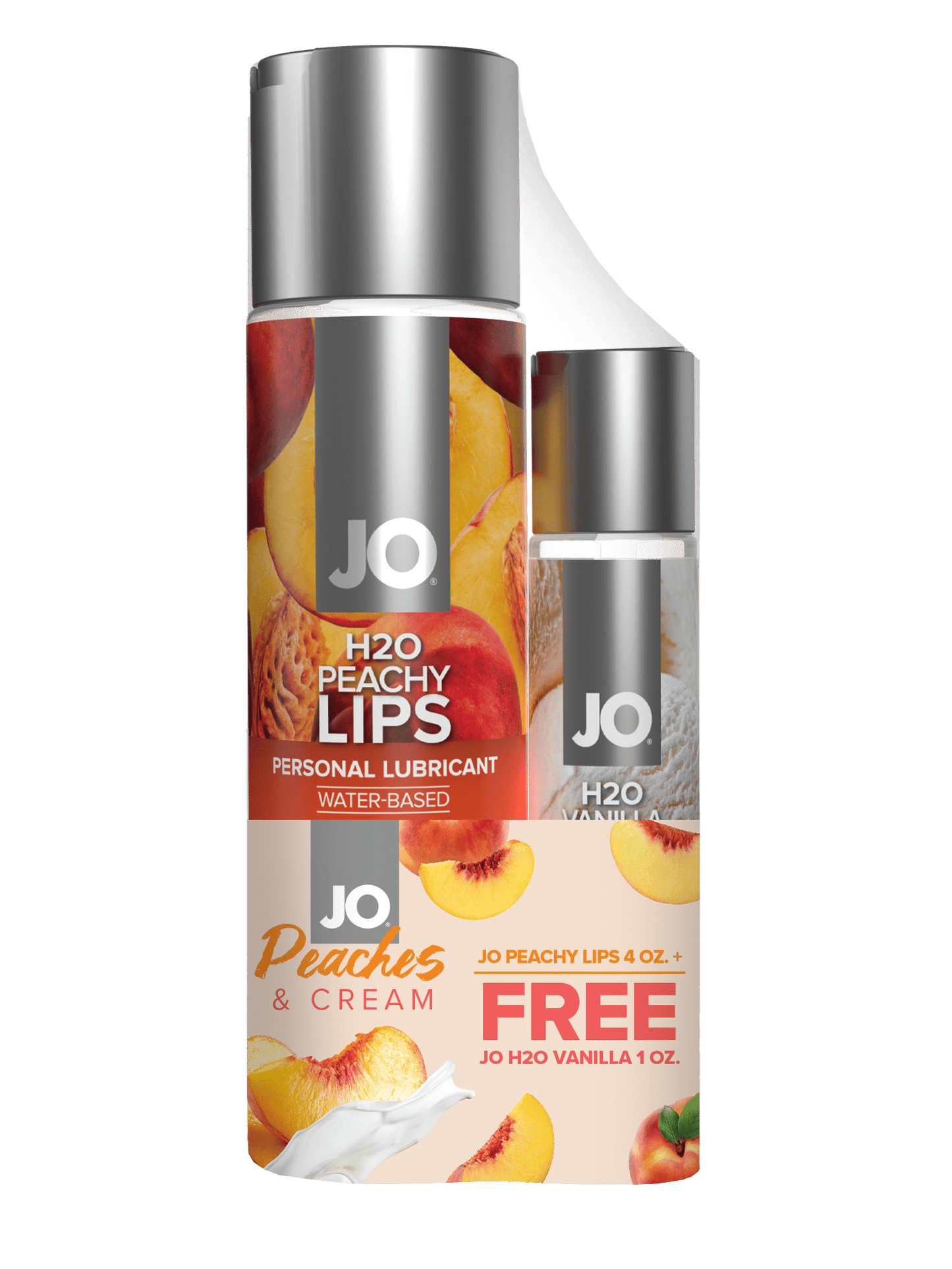 JO Peaches & Cream - JO Peachy Lips 4 fl.oz. + GWP JO H2O Vanilla 1 fl.oz - Lubes - The Rabbit Hole Life