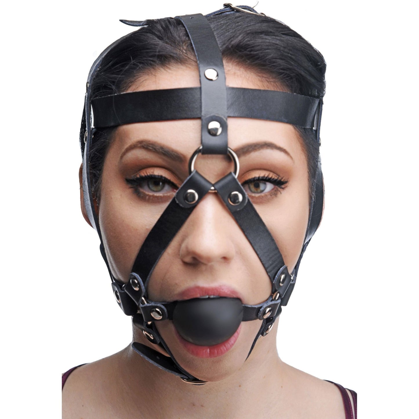 Leather Head Harness with Ball Gag - GAGS - The Rabbit Hole Life