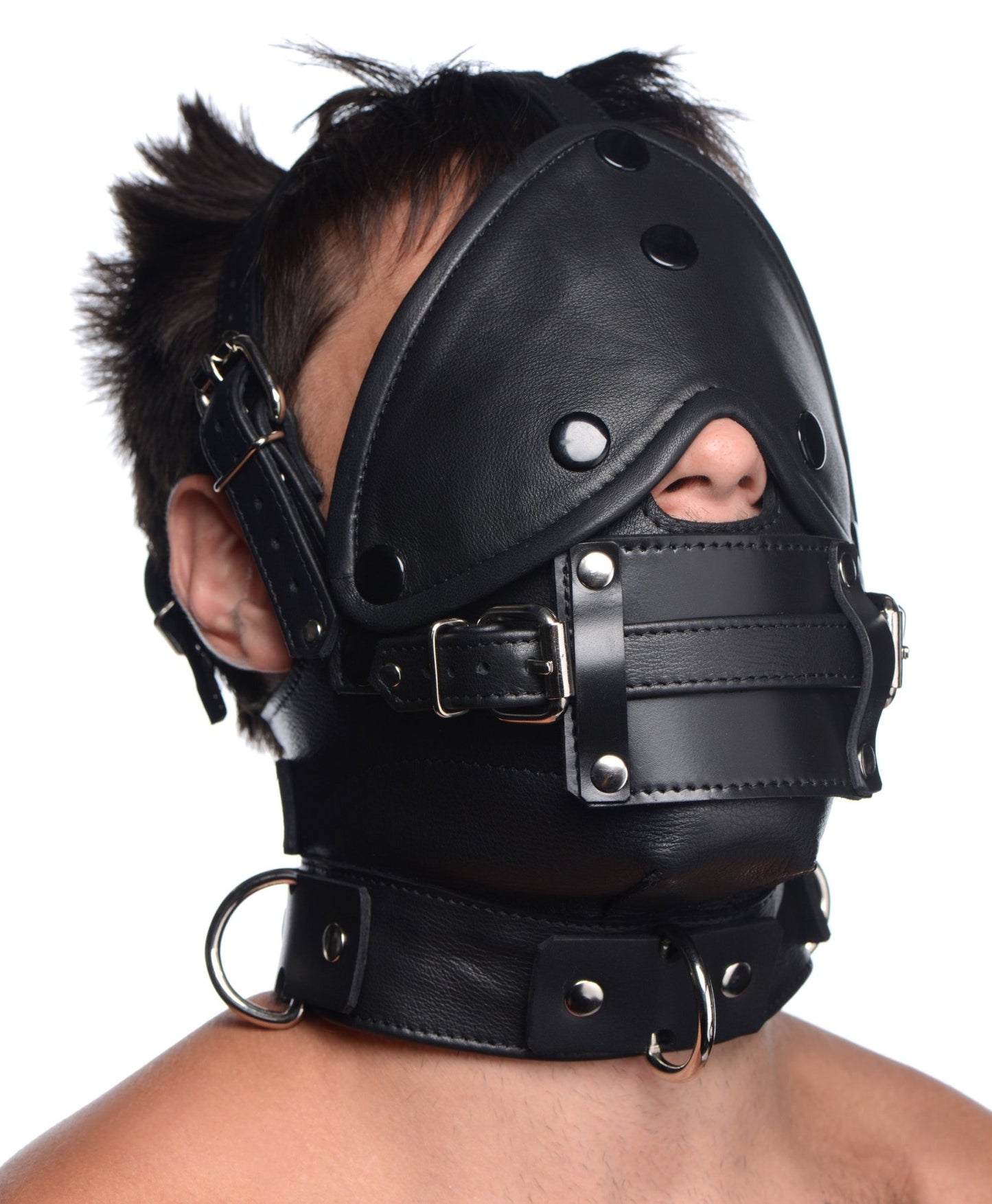 Leather Head Harness with Removeable Gag - face-mask - The Rabbit Hole Life