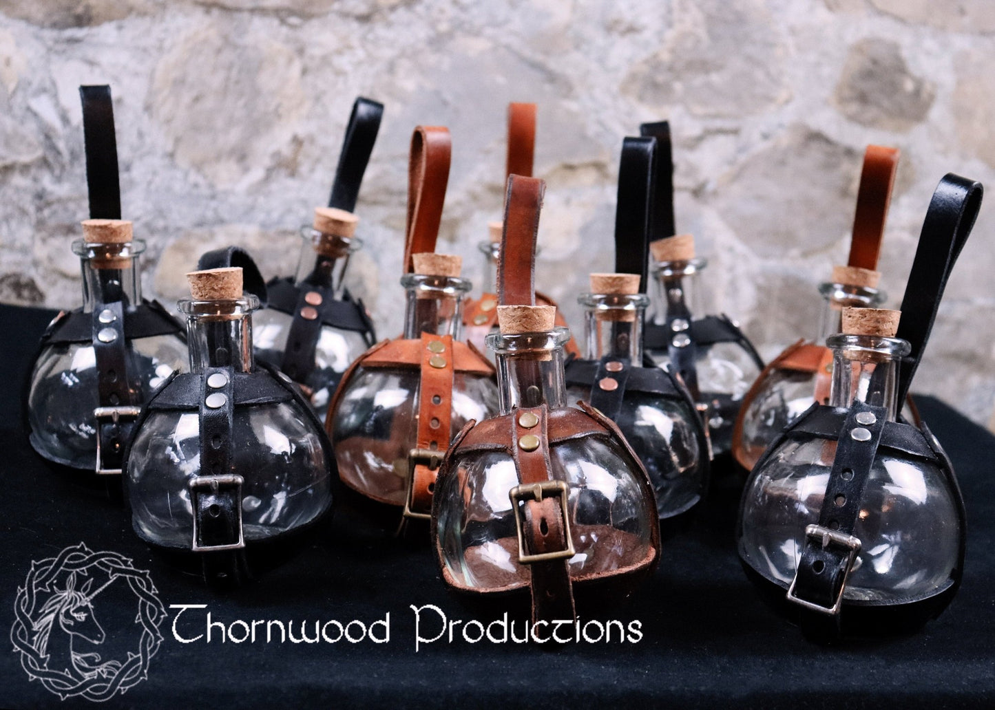 Leather Potion Holders with Potion Bottle and Cork - BDSM - The Rabbit Hole Life