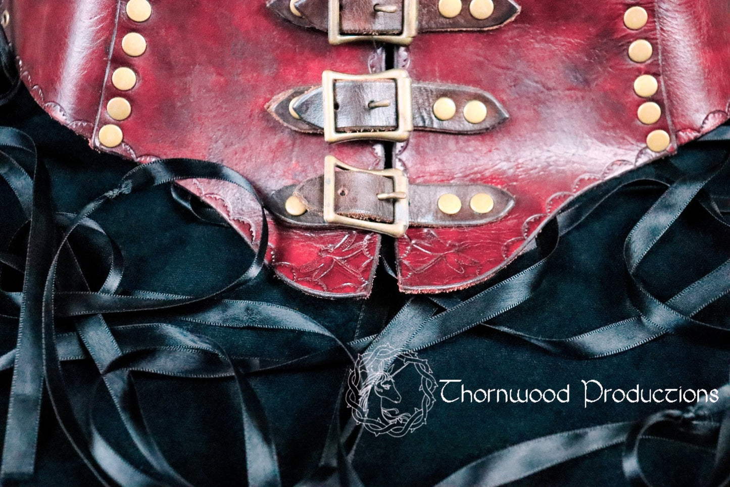 Red Push Up Leather Corset with Buckles and Rivets - BDSM - The Rabbit Hole Life
