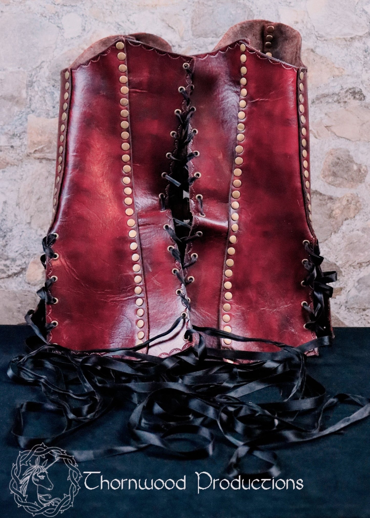 Red Push Up Leather Corset with Buckles and Rivets - BDSM - The Rabbit Hole Life