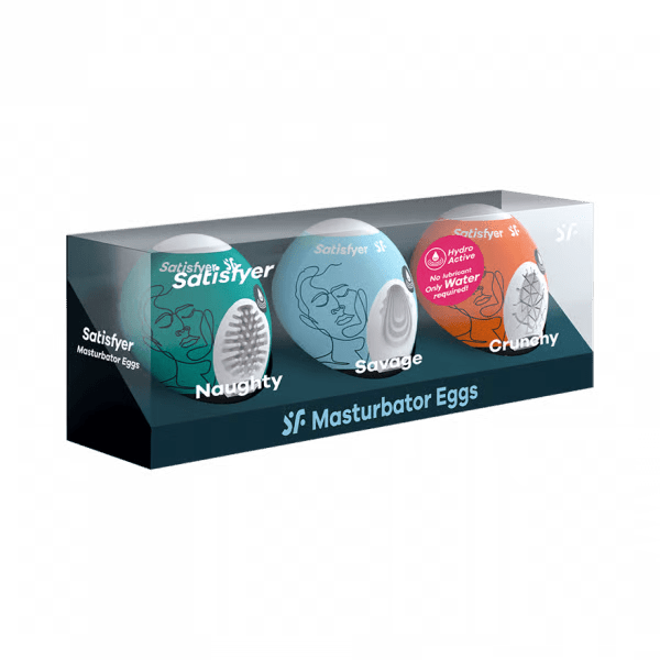 Satisfyer Masturbator Egg 3er Set (Naughty, Savage, Crunchy) Assorted - For Him - The Rabbit Hole Life