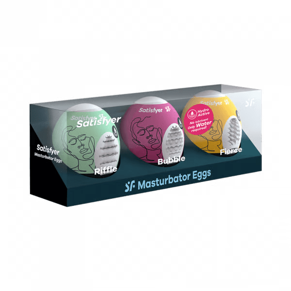 Satisfyer Masturbator Egg 3er Set (Riffle, Bubble, Fierce) Assorted - For Him - The Rabbit Hole Life