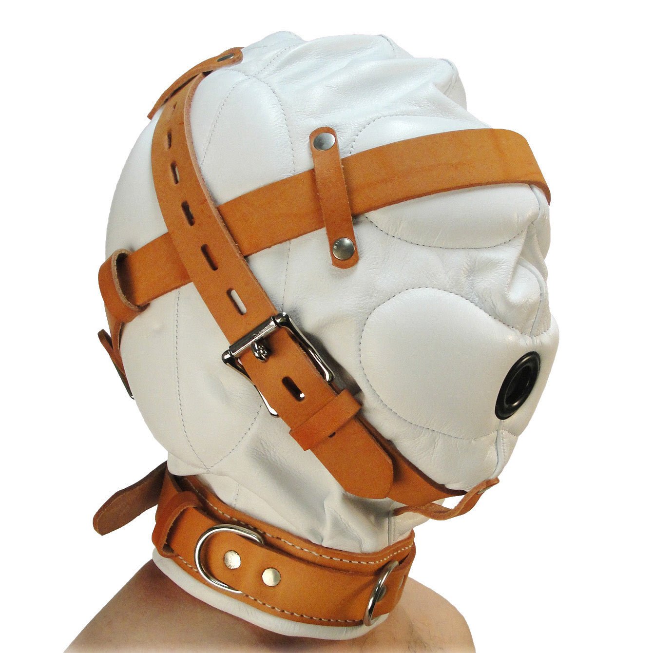 Total Sensory Deprivation Leather Hood - SmallMedium - LeatherR - The Rabbit Hole Life
