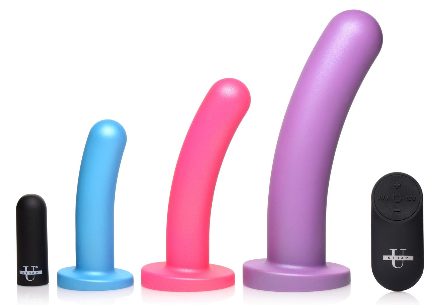 Triple Peg 28X Vibrating Silicone Dildo Set with Remote Control - vibesextoys - The Rabbit Hole Life