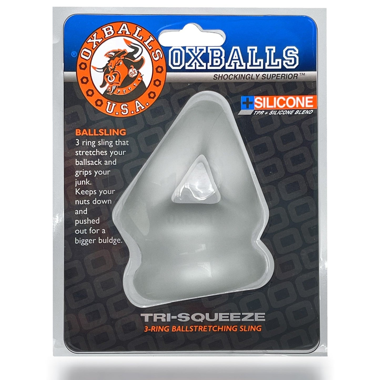 TRI-SQUEEZE, cocksling & ballstretcher - CLEAR ICE - For Him - The Rabbit Hole Life