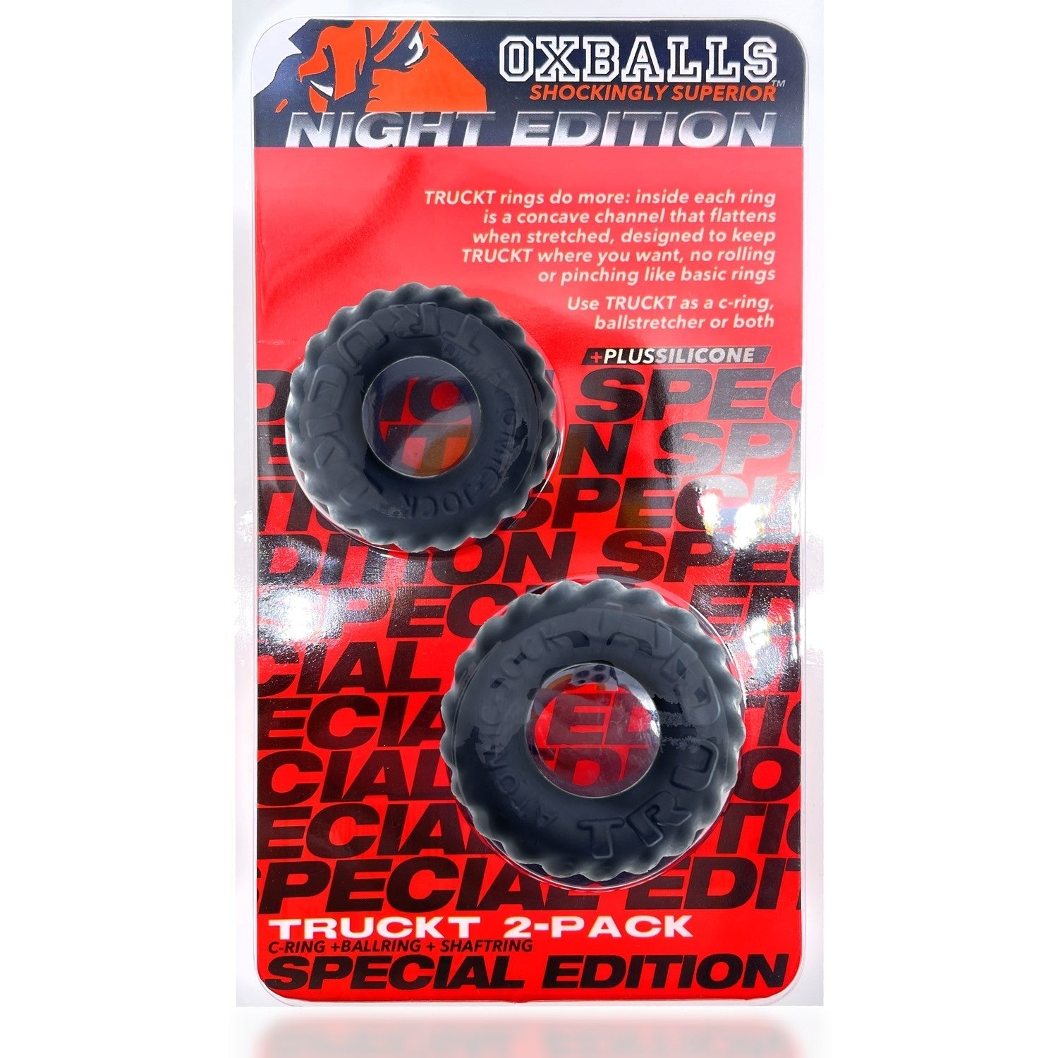 TRUCKT, 2-piece cockring - PLUS+SILICONE special edition - NIGHT - For Him - The Rabbit Hole Life