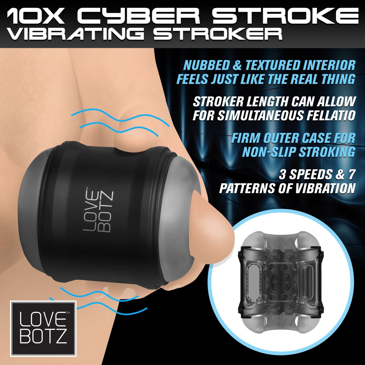 Cyber Stroke Vibrating Masturbator - Sex Toys - The Rabbit Hole Life