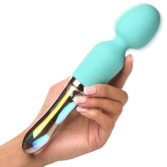 10X Turquoise Dual Ended Silicone and Glass Wand - wand-massagers - The Rabbit Hole Life