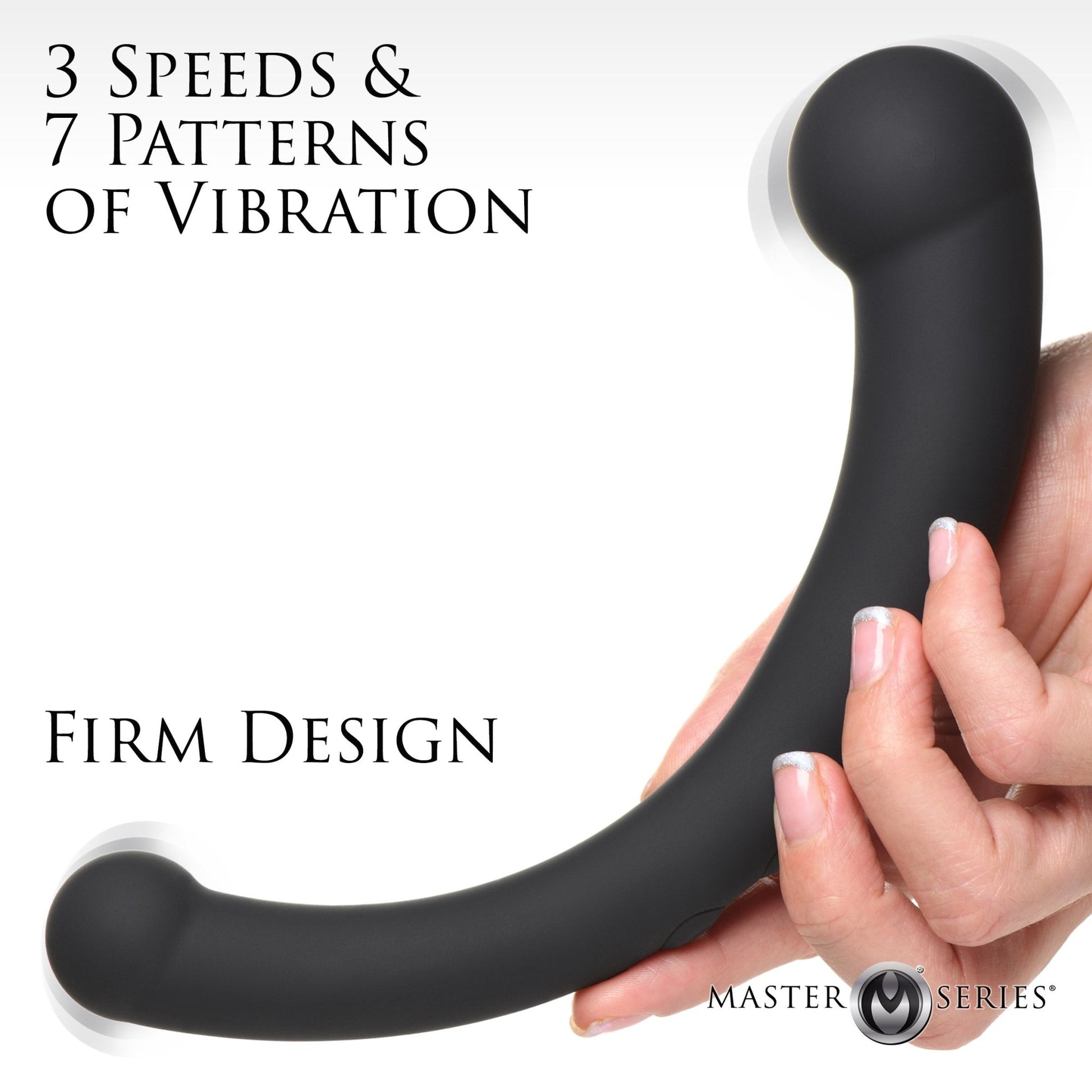 10X Vibra-Crescent Vibrating Silicone Dual-Ended Dildo - Silver - vibesextoys - The Rabbit Hole Life