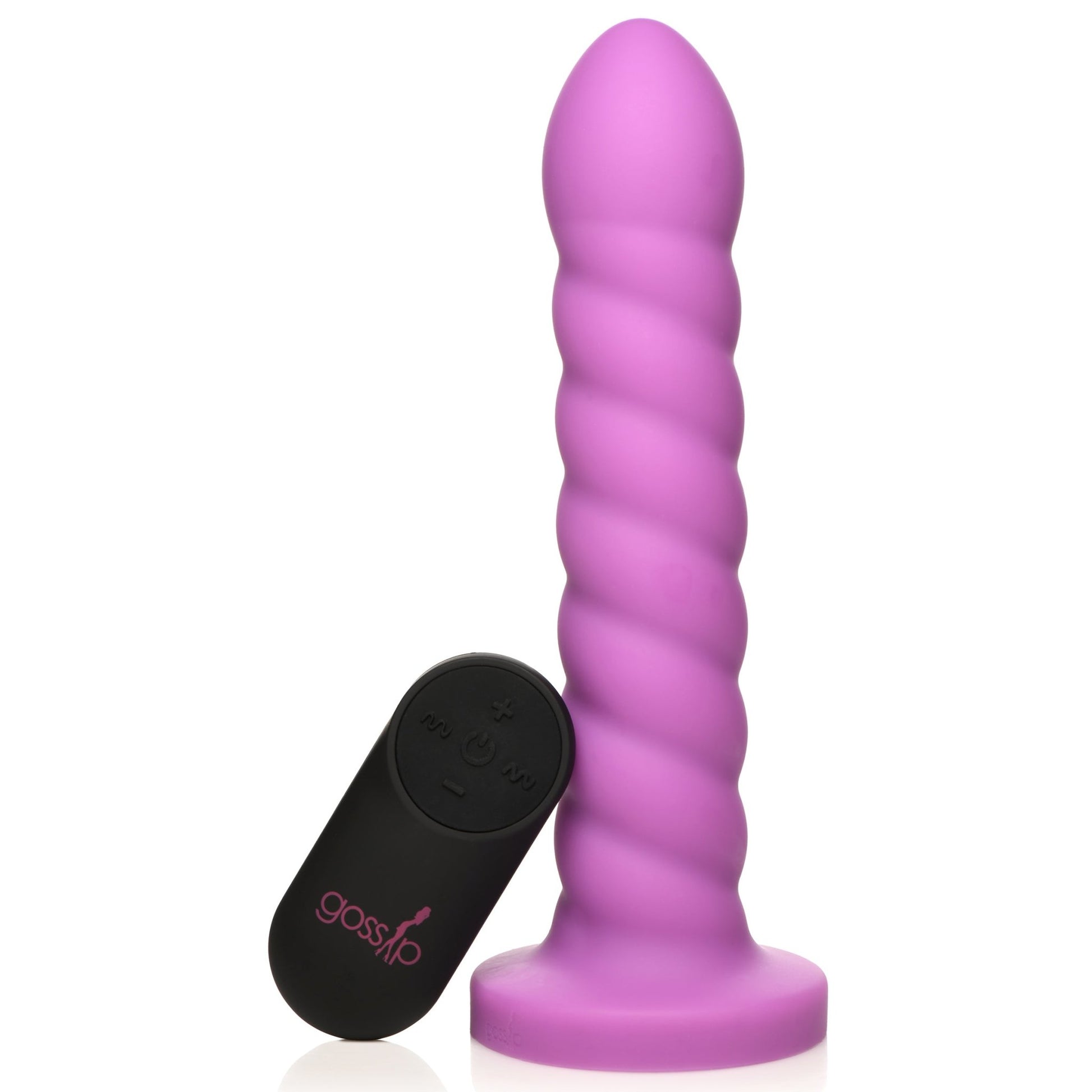 21X Soft Swirl Silicone Rechargeable Vibrator with Control - Violet - vibesextoys - The Rabbit Hole Life