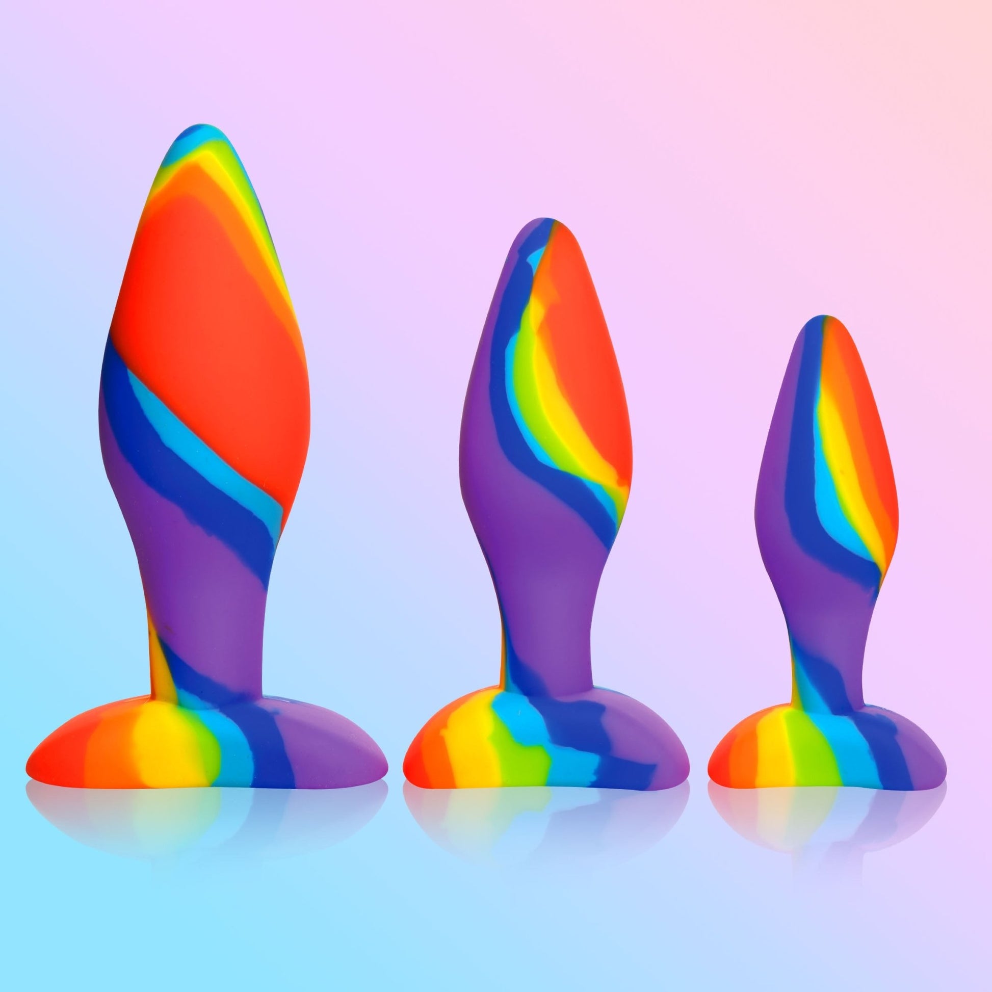 3 Piece Rainbow Silicone Butt Plug Set - butt-plugs - The Rabbit Hole Life