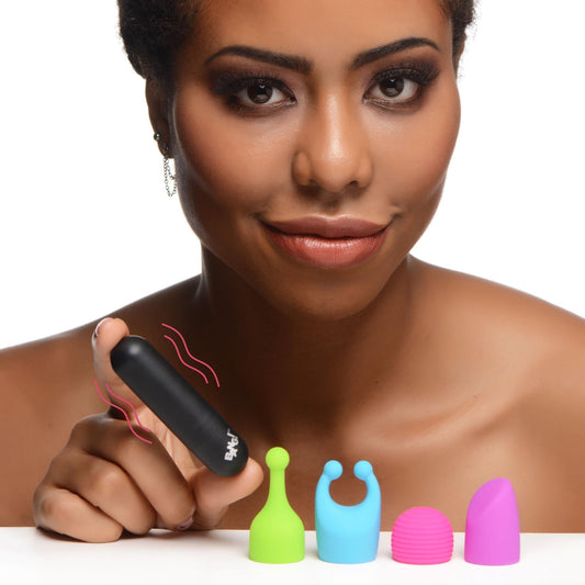 7X Rechargeable Bullet with 4 Attachments - vibesextoys - The Rabbit Hole Life