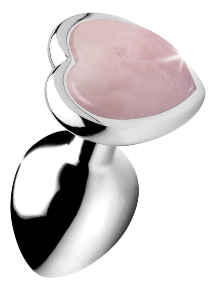 Authentic Rose Quartz Gemstone Heart Anal Plug - Large - butt-plugs - The Rabbit Hole Life