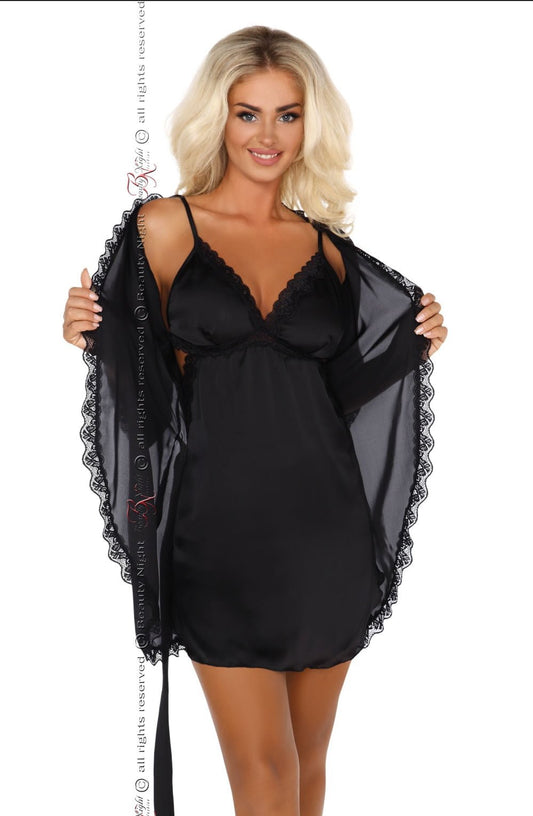 Beauty Night BN6487 Shannon Dressing Gown Black - The Rabbit Hole Life