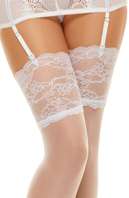 Beauty Night BN6541 Romance Stockings White - The Rabbit Hole Life