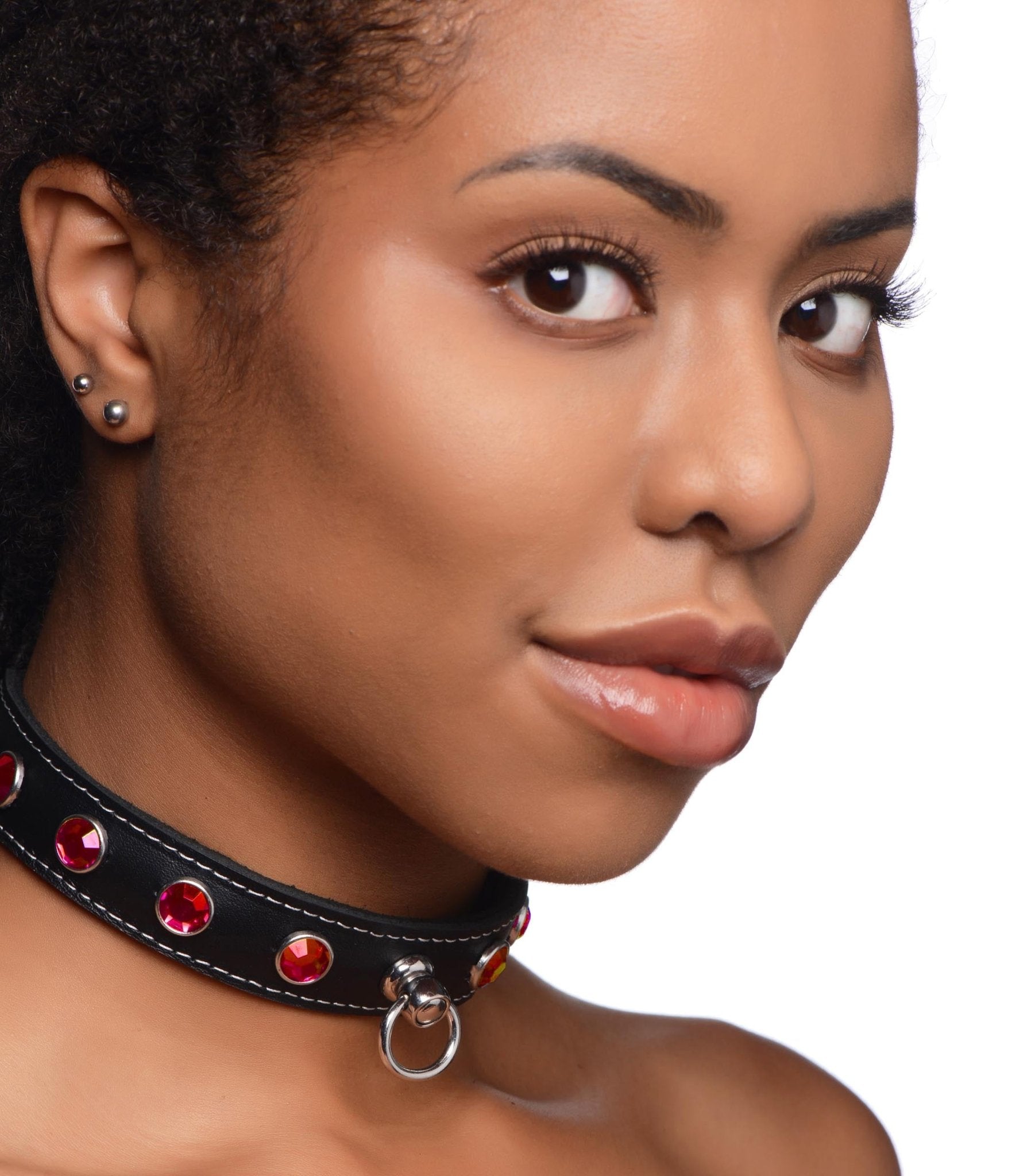 Bling Vixen Leather Choker with Rhinestones - FetishClothing - The Rabbit Hole Life