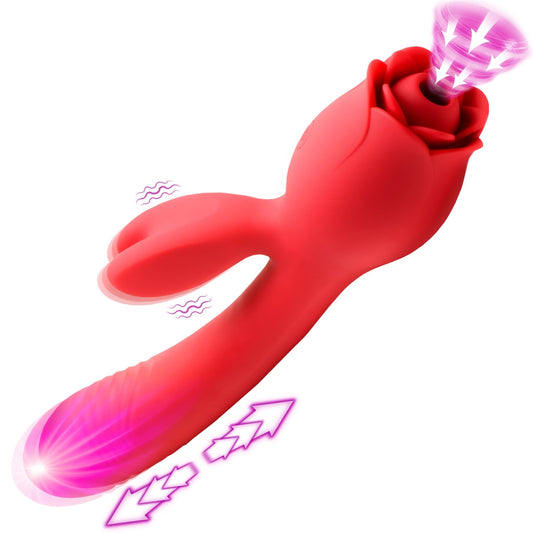 Blooming Bunny Sucking and Thrusting Silicone Rabbit Vibrator - wand-massagers - The Rabbit Hole Life