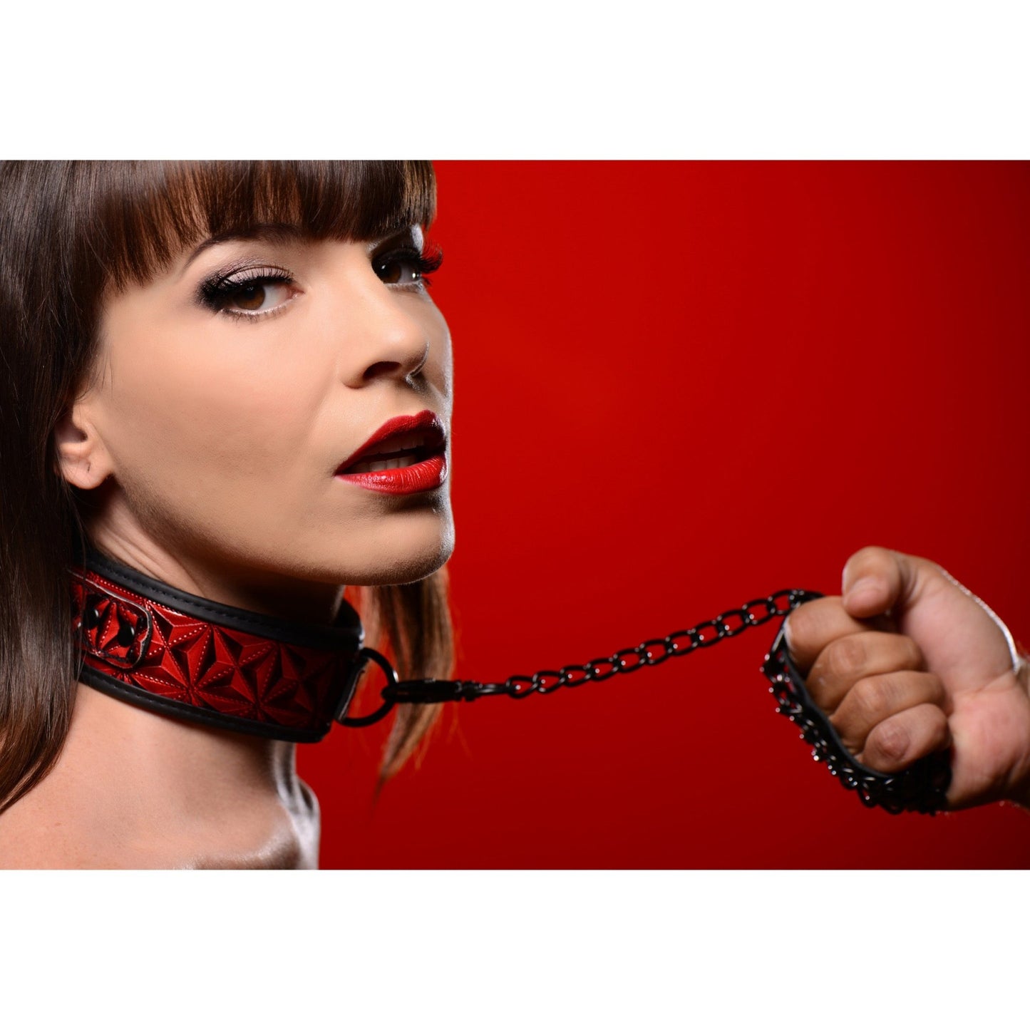 Crimson Tied Collar with Leash - bondage-collars - The Rabbit Hole Life