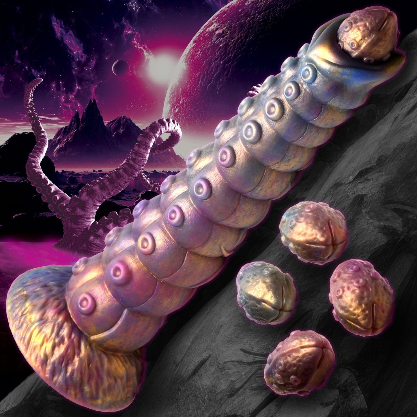 Deep Invader Tentacle Ovipositor Silicone Dildo with Eggs - Dildos - The Rabbit Hole Life