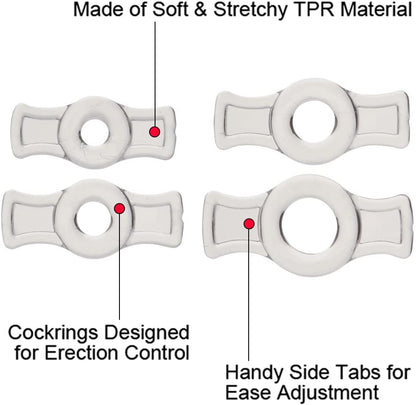 Doc Johnson TitanMen - Cock Ring Set - Clear - For Him - The Rabbit Hole Life