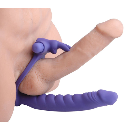 Double Delight Dual Penetration Vibrating Rabbit Cock Ring - multiple-rings - The Rabbit Hole Life