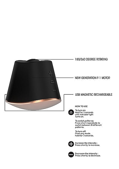 Elegance Dazzling Rotating &amp; Vibrating Clitoral Stimulator Black - Vibrators - The Rabbit Hole Life