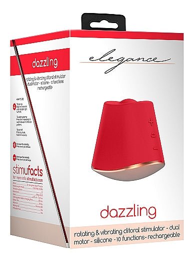 Elegance Dazzling Rotating &amp; Vibrating Clitoral Stimulator Red - Vibrators - The Rabbit Hole Life
