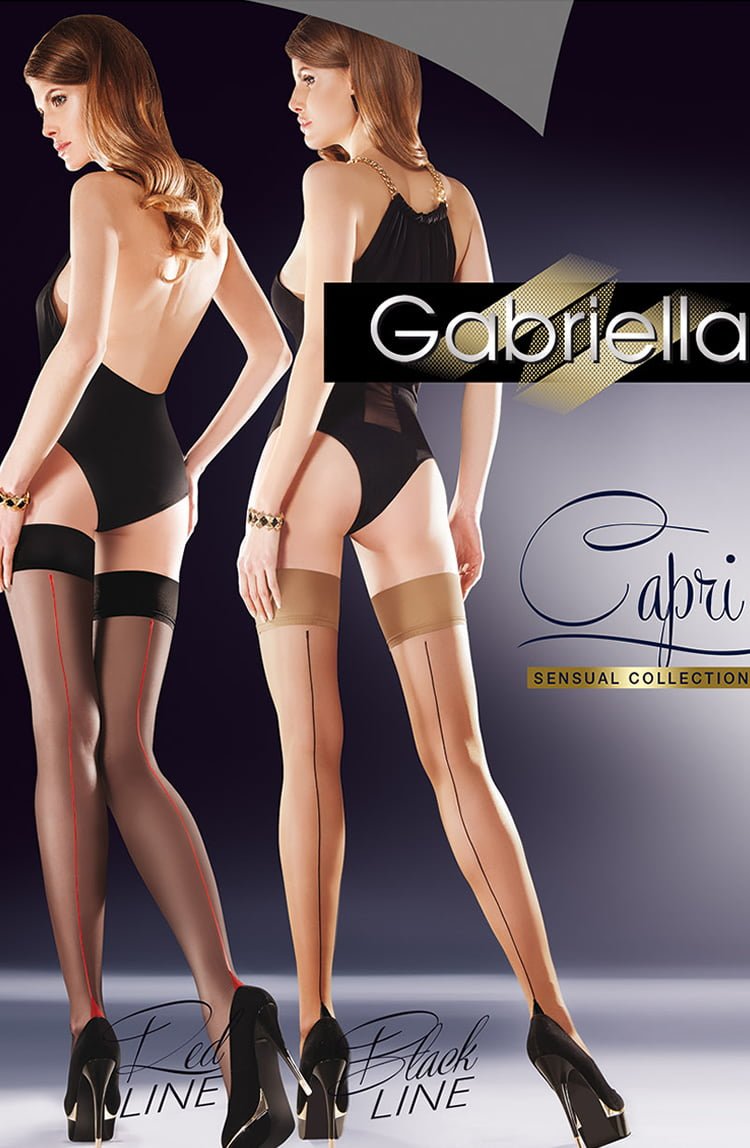 Gabriella Sensual Black Hold Ups with Red Line - The Rabbit Hole Life