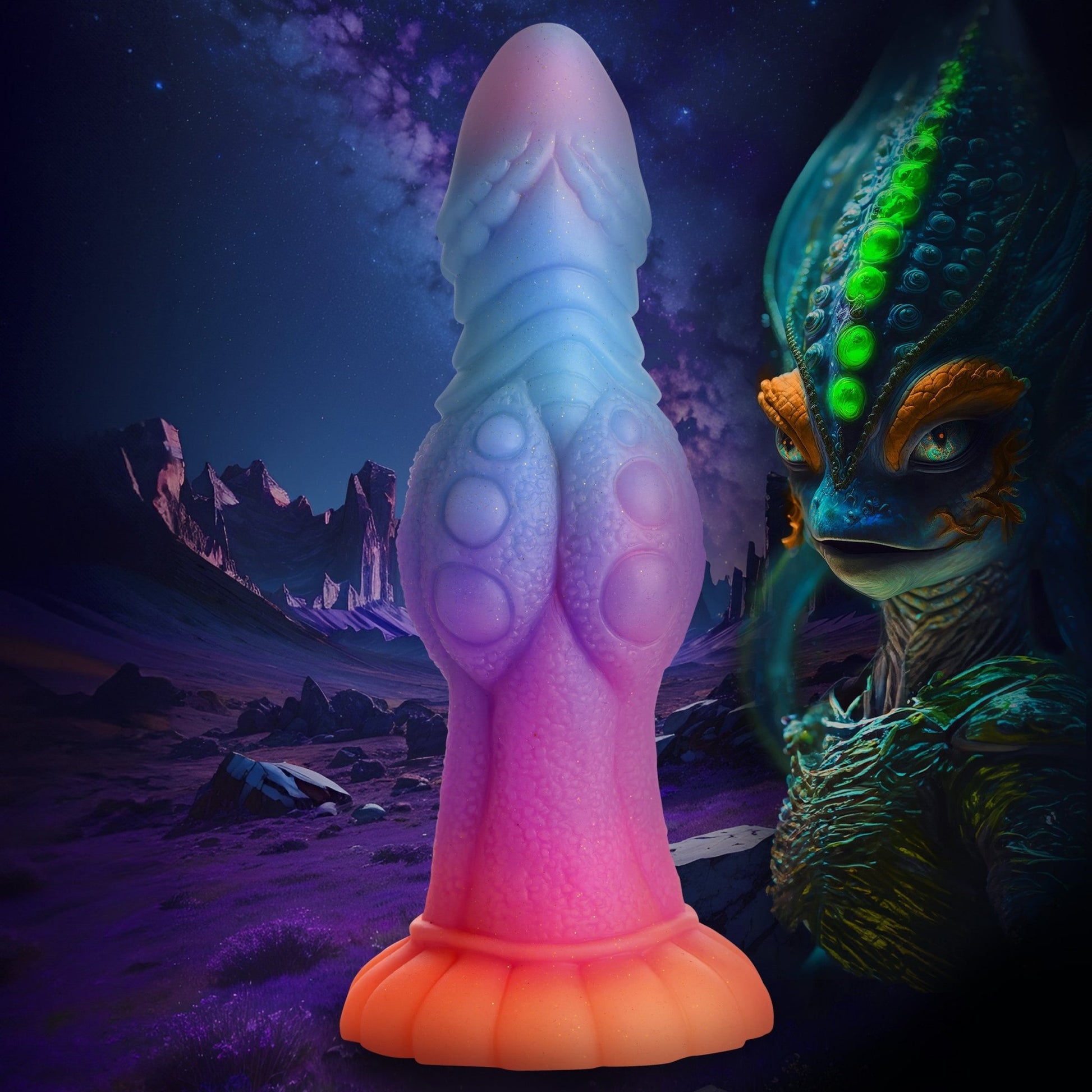 Galactic Cock Alien Creature Glow-in-the-Dark Silicone Dildo - silicone-toys - The Rabbit Hole Life