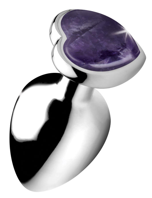 Genuine Amethyst Gemstone Heart Anal Plug - Large - butt-plugs - The Rabbit Hole Life