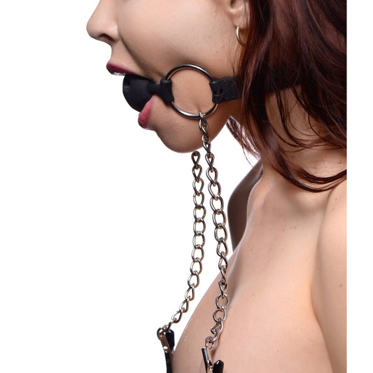 Hinder Breathable Silicone Ball Gag with Nipple Clamps - GAGS - The Rabbit Hole Life