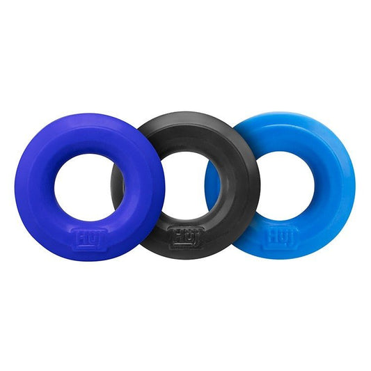 Hunkyjunk HUJ3 c-ring 3-pack, COBALT MULTI - Tar/Cobalt/Aqua - For Him - The Rabbit Hole Life