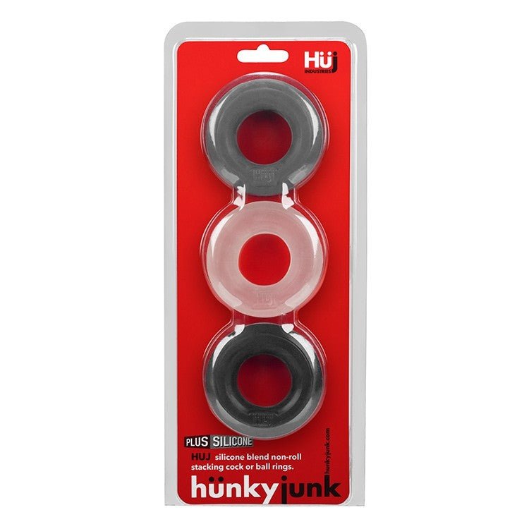 Hunkyjunk HUJ3 c-ring 3-pack, TAR MULTI - Tar/Ice/Stone - For Him - The Rabbit Hole Life