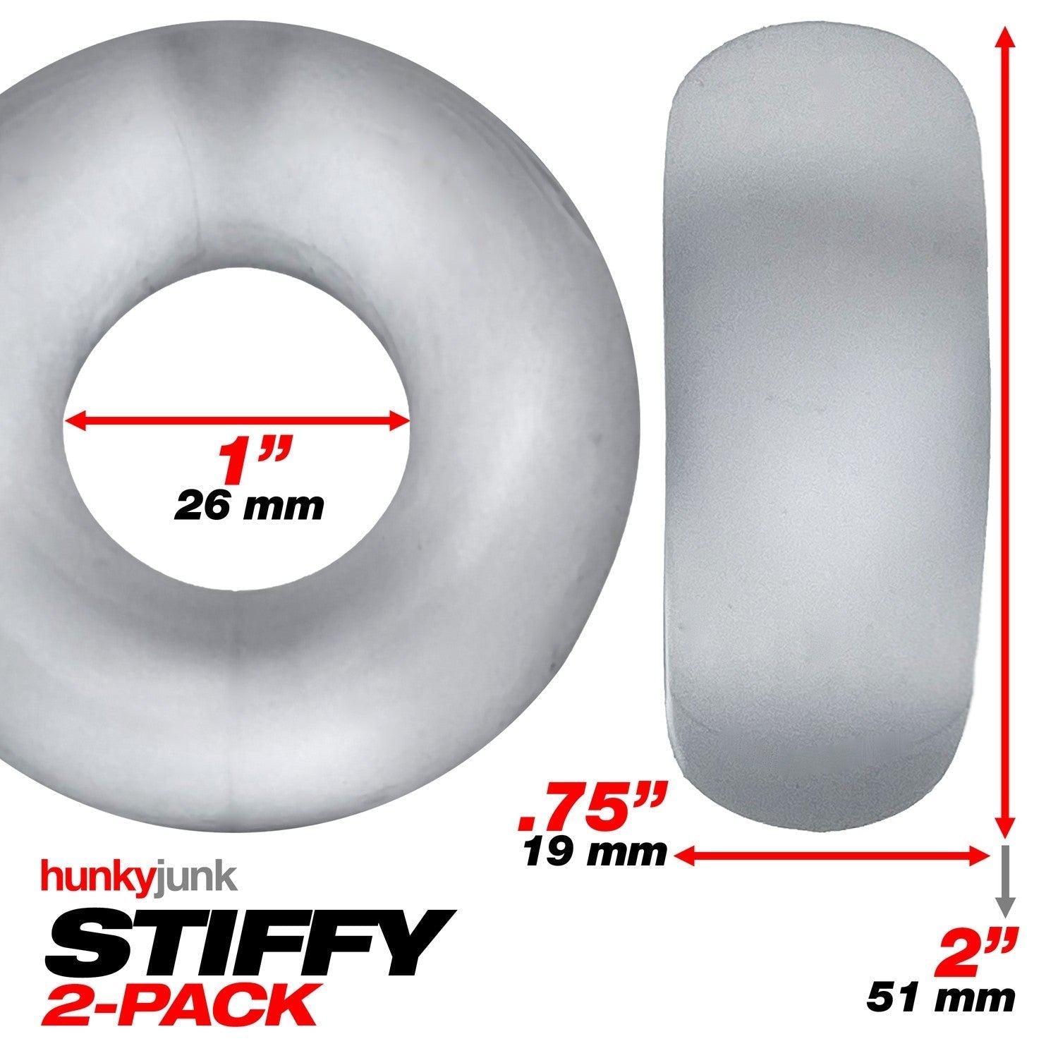 Hunkyjunk STIFFY 2-pack bulge cockrings - CLEAR ICE - For Him - The Rabbit Hole Life