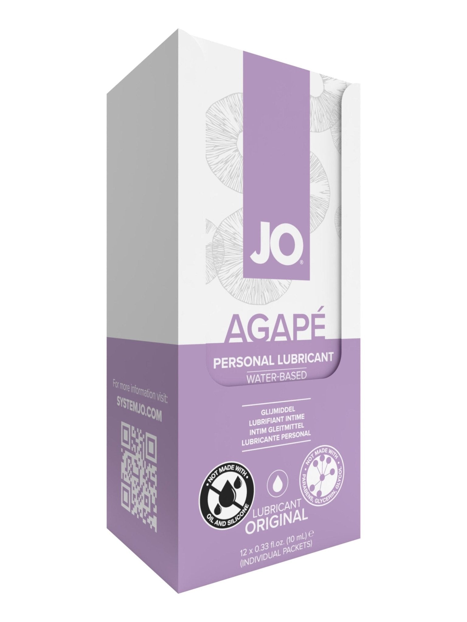 JO Agape Lubricant Foil Display Box 12 x 10mL - Lubes - The Rabbit Hole Life
