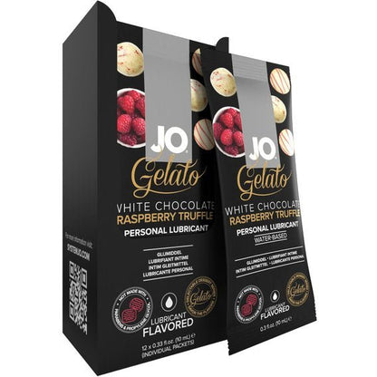 JO Gelato White Chocolate Raspberry Foil Display Box 12 x 10mL - Lubes - The Rabbit Hole Life