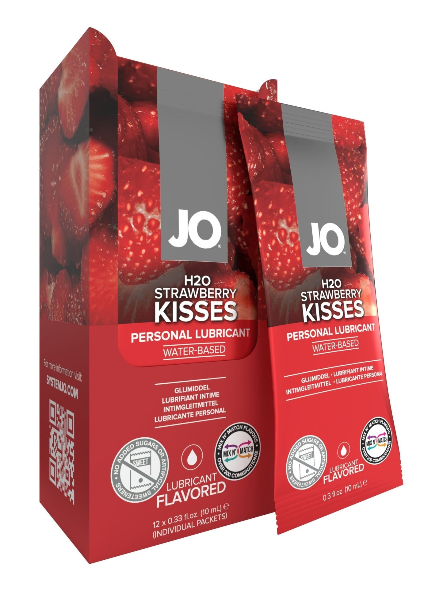 JO H2O Foil Display Box - Strawberry - Lubricant 0.34 floz / 10 mL - Lubes - The Rabbit Hole Life