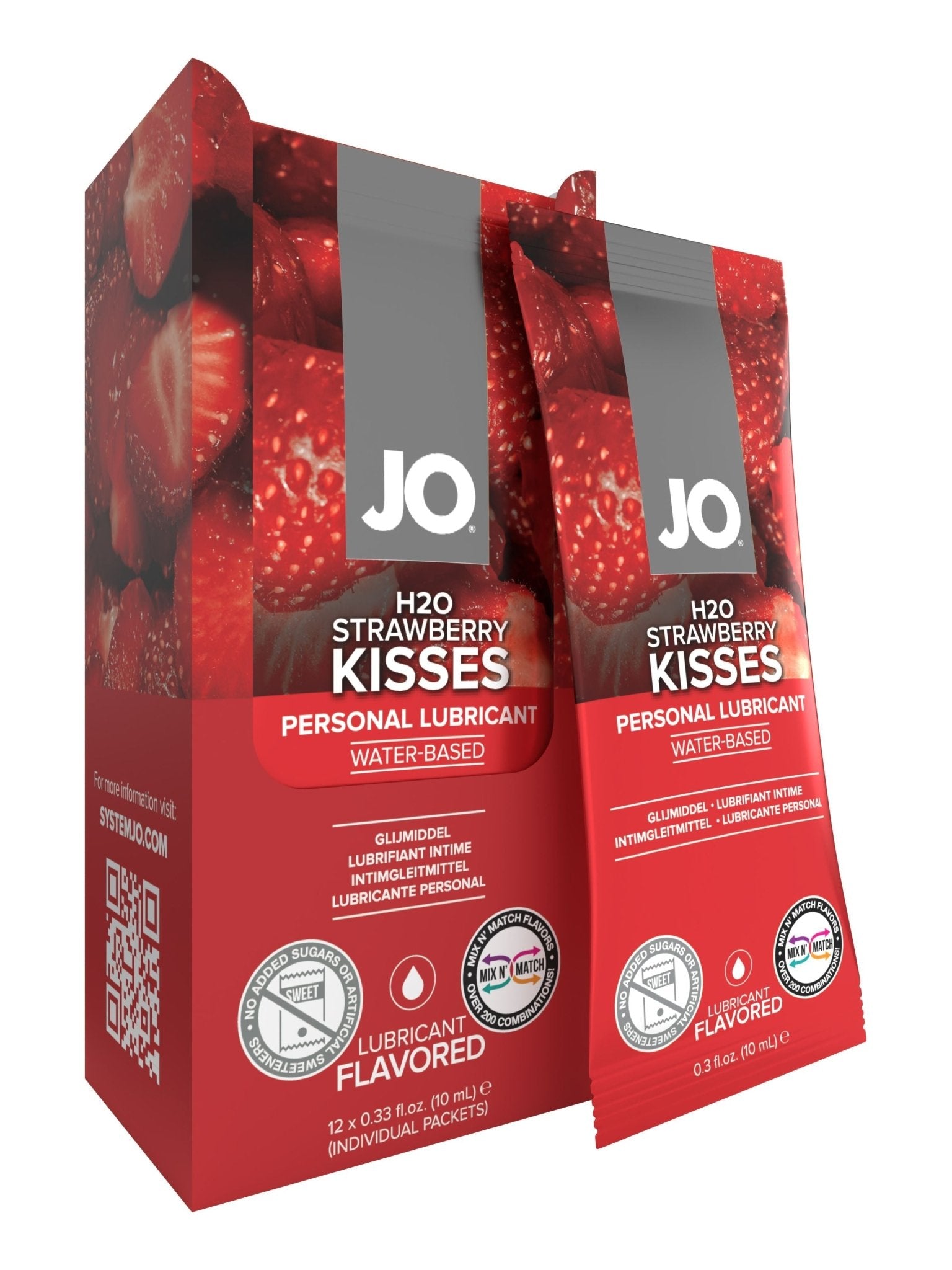 JO H2O Foil Display Box - Strawberry - Lubricant 0.34 floz / 10 mL - Lubes - The Rabbit Hole Life
