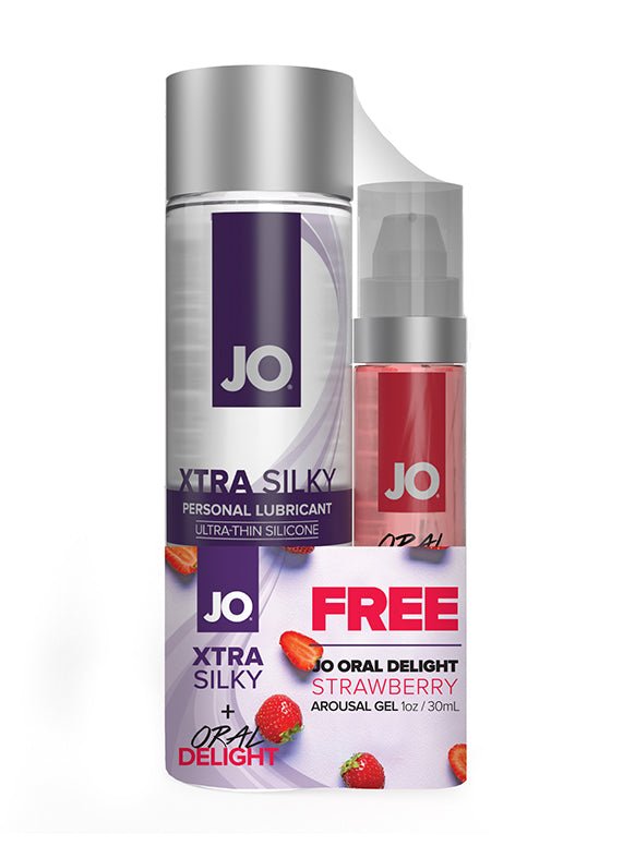 JO Xtra Silky Silicone 4 floz 120 mL + GWP JO Oral Delight - Strawberry 1 floz 30 mL - Lubes - The Rabbit Hole Life