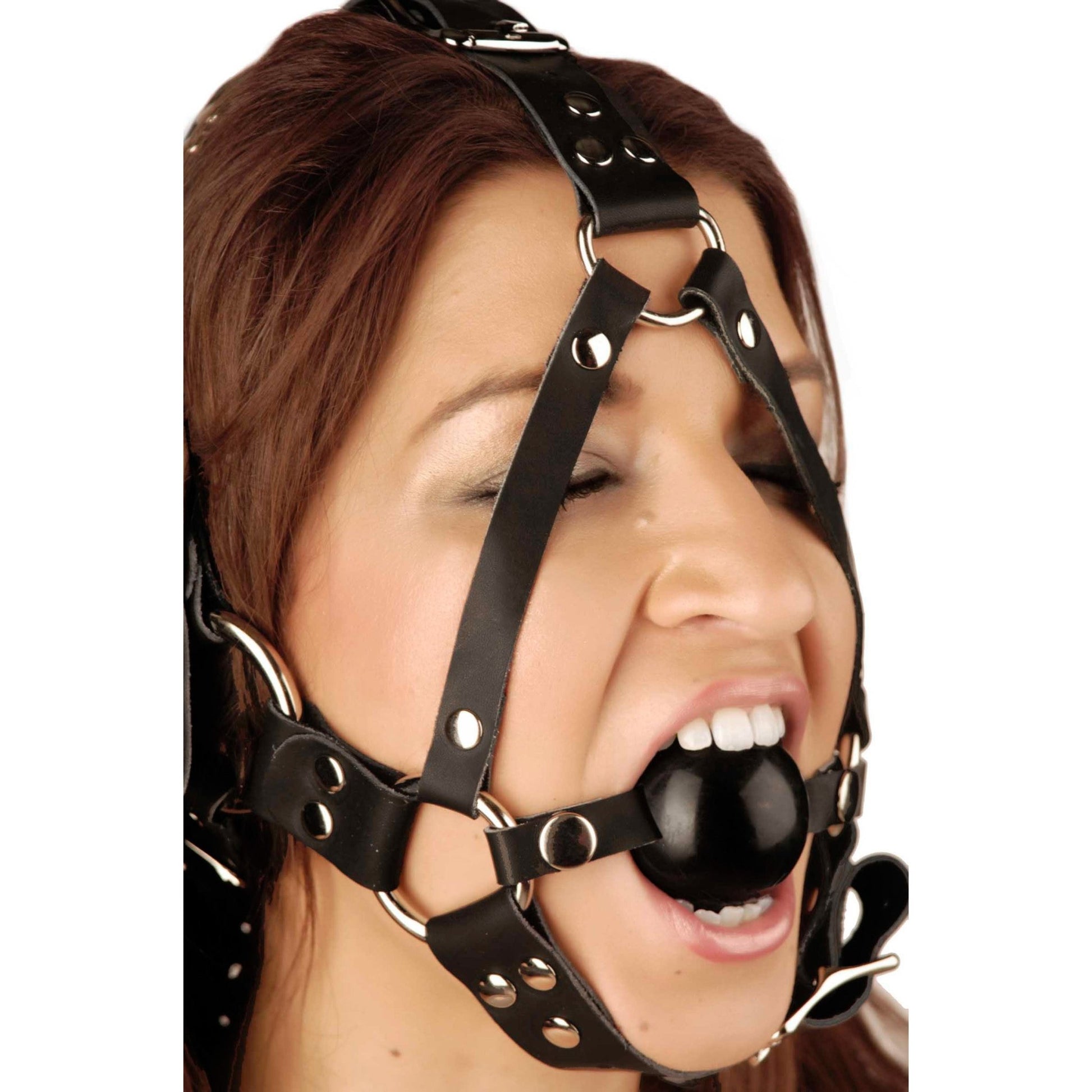 Leather Ball Gag Harness - GAGS - The Rabbit Hole Life