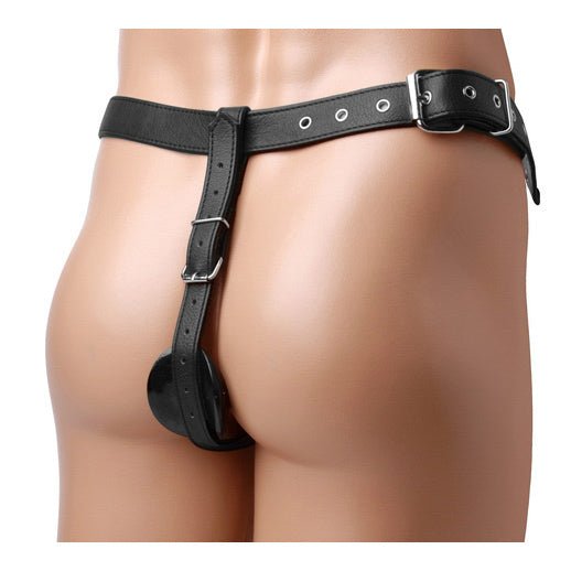 Leather Butt Plug Harness with Cock Ring - leather-strapon - The Rabbit Hole Life