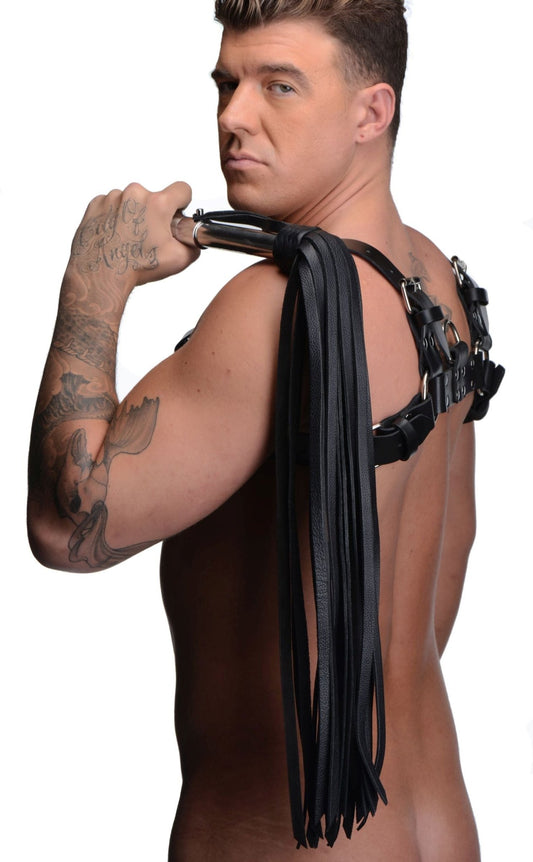 Leather Flogger with Stainless Steel Handle - Floggers - The Rabbit Hole Life