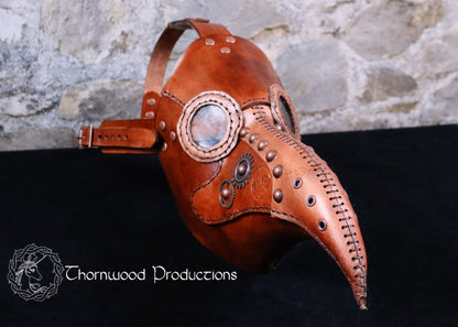 Leather Plague Doctor Mask with Elegant Stitching and Rivets - BDSM - The Rabbit Hole Life