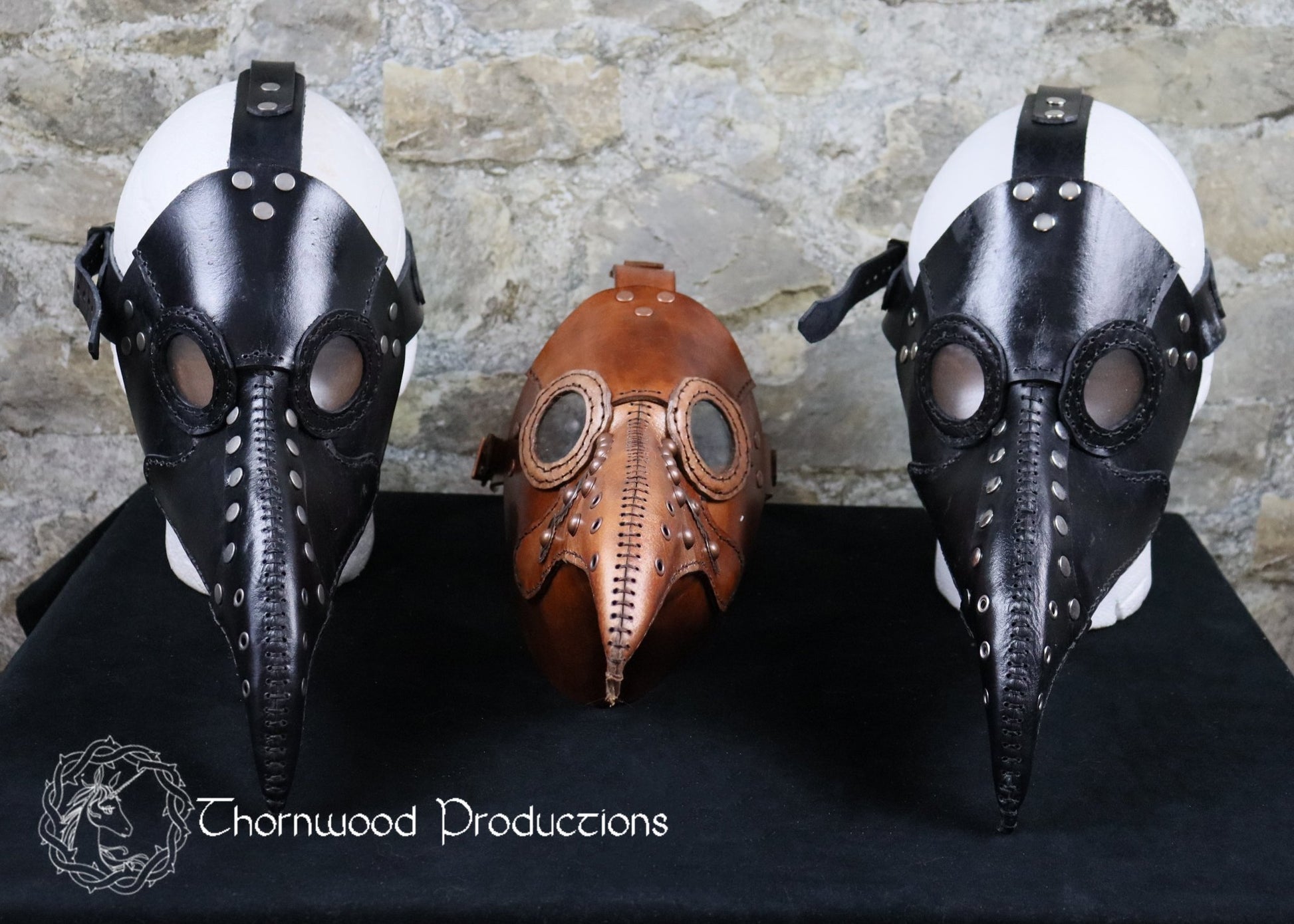 Leather Plague Doctor Mask with Elegant Stitching and Rivets - BDSM - The Rabbit Hole Life