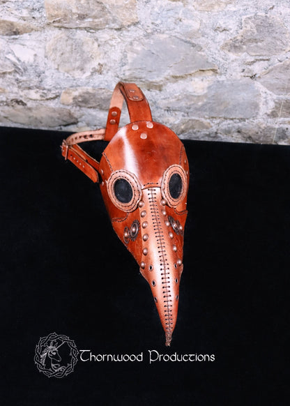 Leather Plague Doctor Mask with Elegant Stitching and Rivets - BDSM - The Rabbit Hole Life