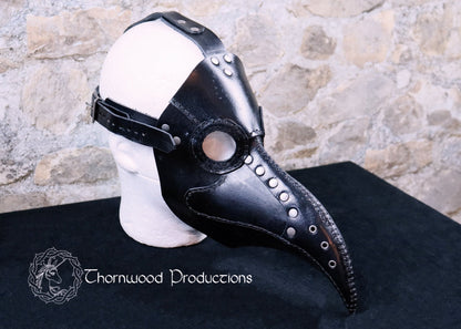 Leather Plague Doctor Mask with Elegant Stitching and Rivets - BDSM - The Rabbit Hole Life